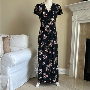 Zara Black Floral Maxi Dress Chic Size Small